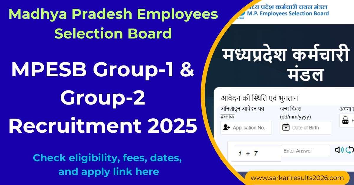 MPESB Group-1 & Group-2 Recruitment 2025