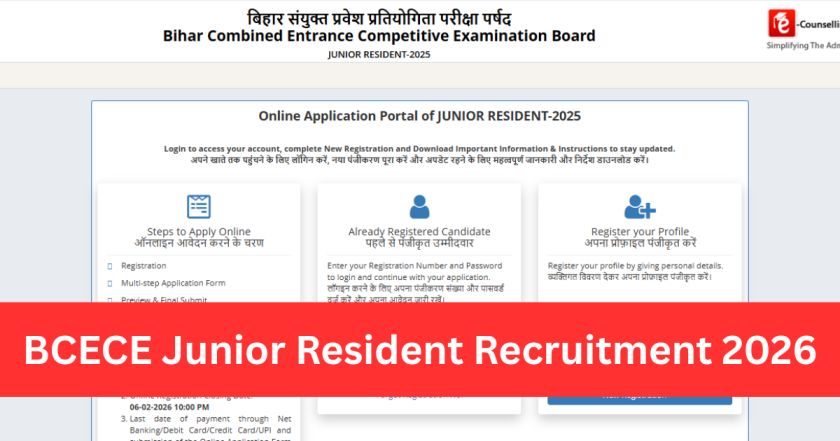 BCECE Junior Resident Recruitment 2026