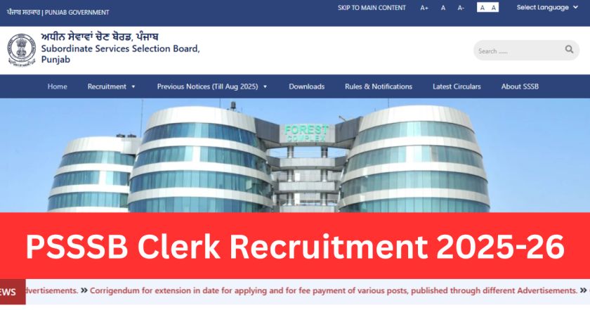 PSSSB Clerk Recruitment 2026