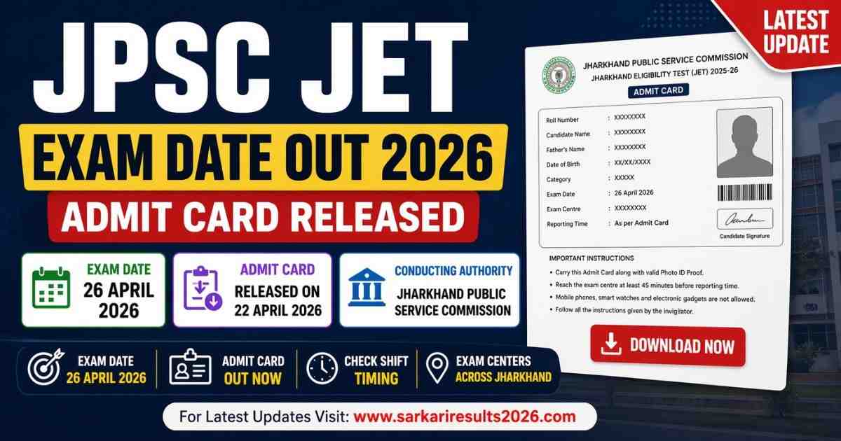 JPSC JET Exam Date Out 2026